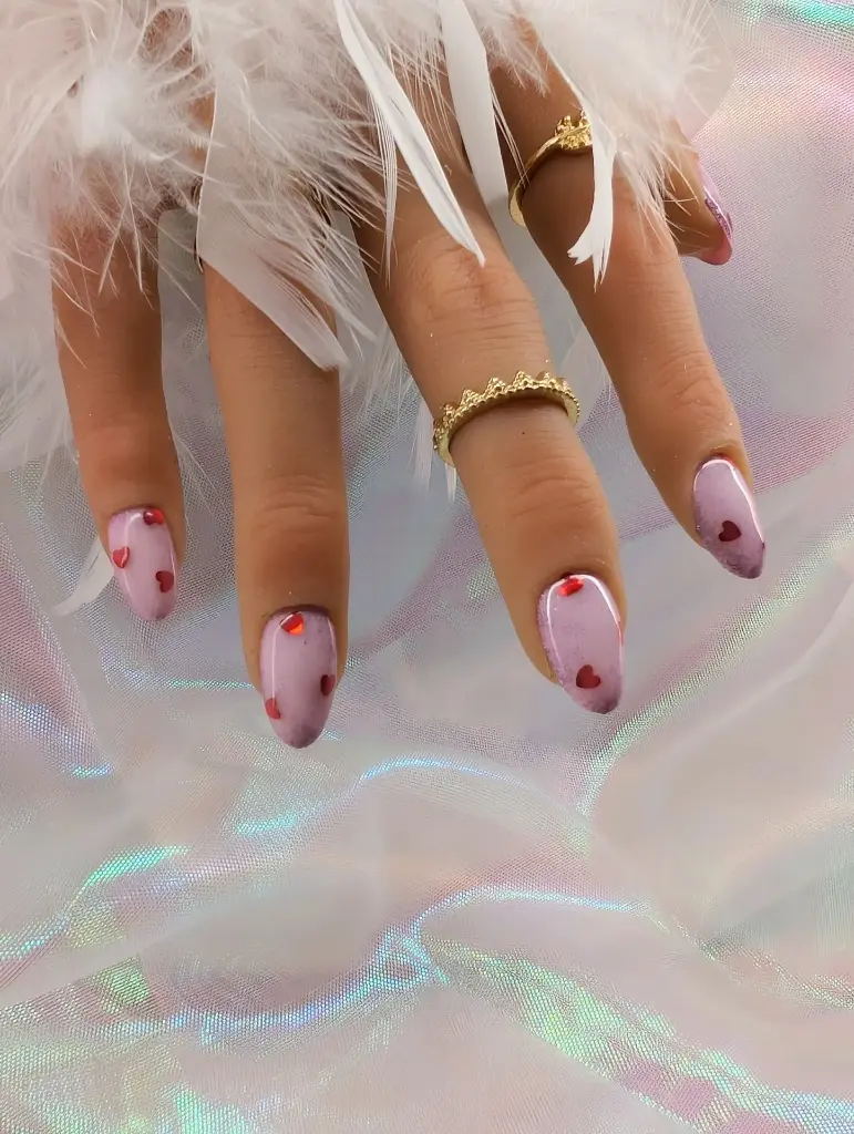 Press on nails milky heart