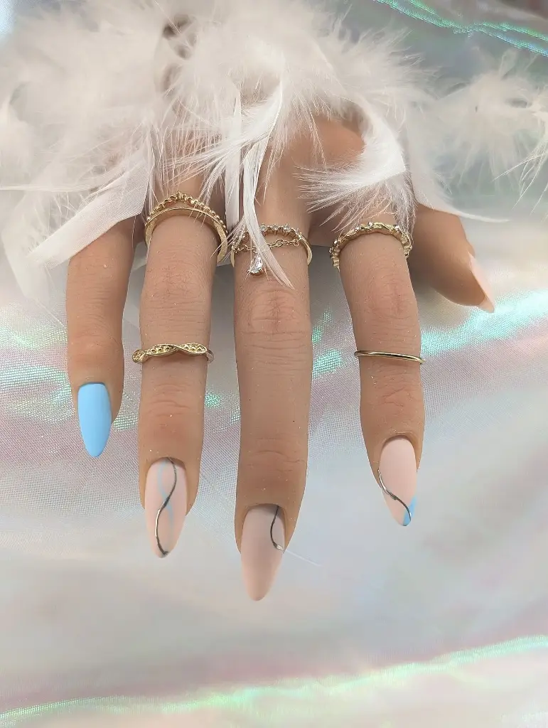 Press on nails vague bleue