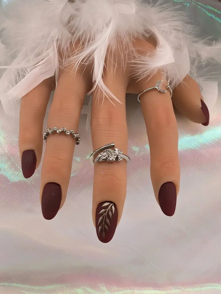 press on nails burgundy