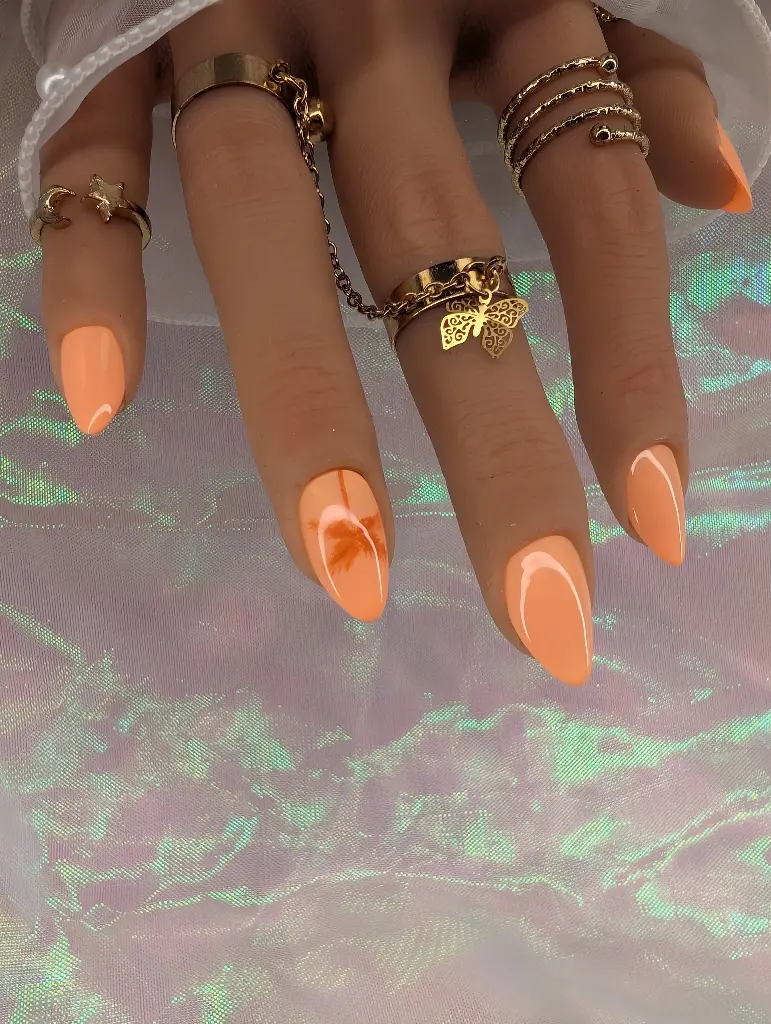 Press on nails orange sunset