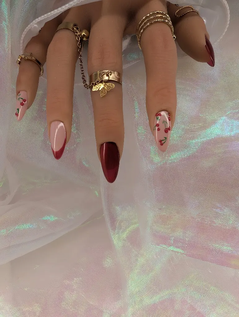 Press on nails cherry crush