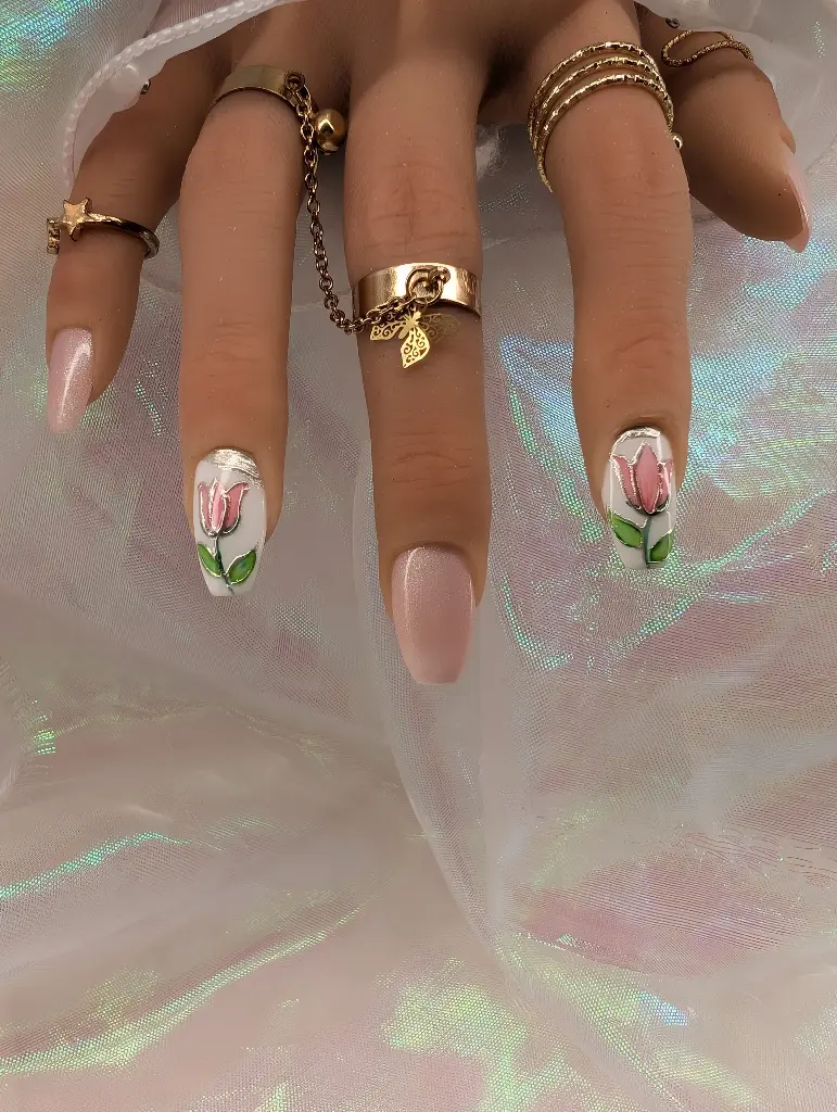 Press on nails pearl blossom