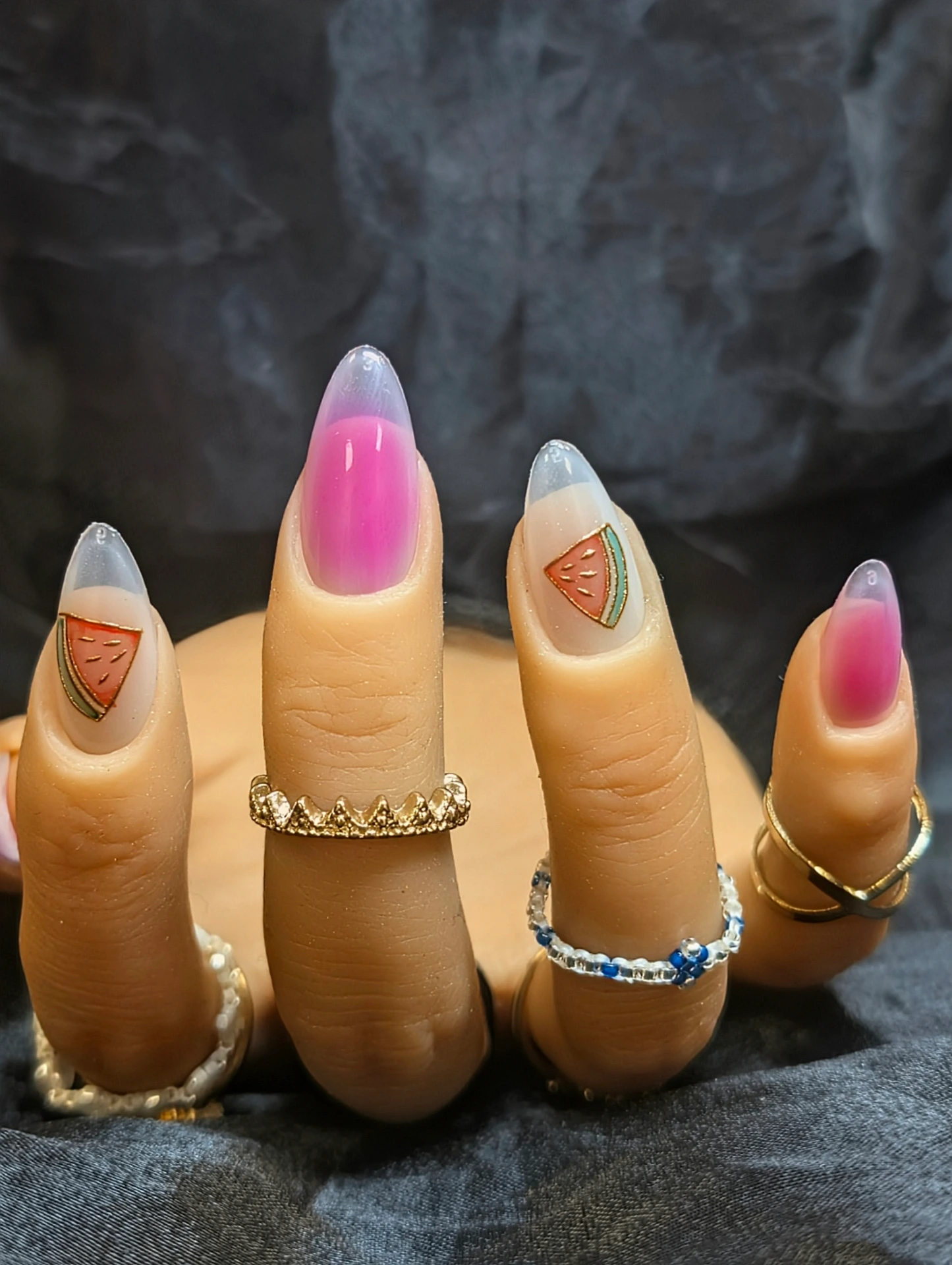 Press on nails pastèque givrée