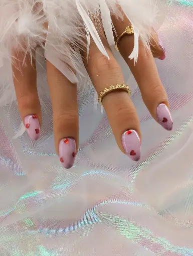 Press on nails milky heart